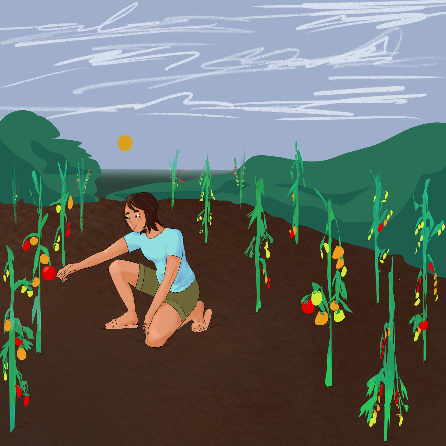 Character design in environment for upcoming thesis 2026 Procreate